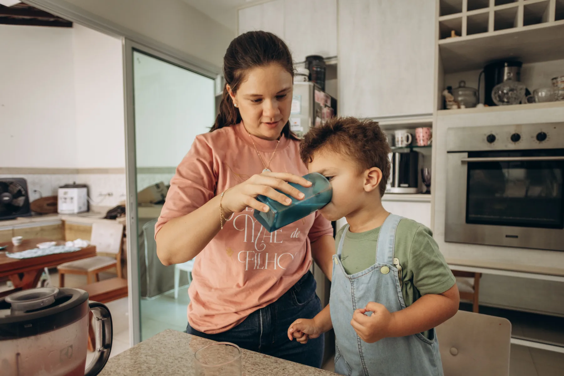 Family using drinking water at home